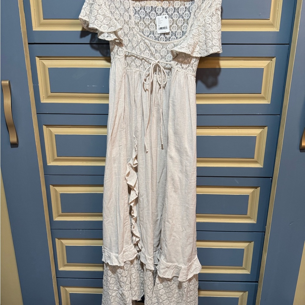 Free People Cream Lace Midi Dress